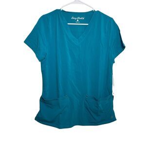 Easy Stretch by Butter Soft Scrub Top Women's Small Blue V-Neck Shirt NWT